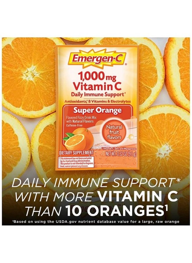 Emergen-C - 1000Mg Vitamin C Powder For Daily Immune Support Caffeine Free Vitamin C Supplements With Zinc And Manganese B Vitamins And Electrolytes Super Orange Flavor 2 Count - Image 1
