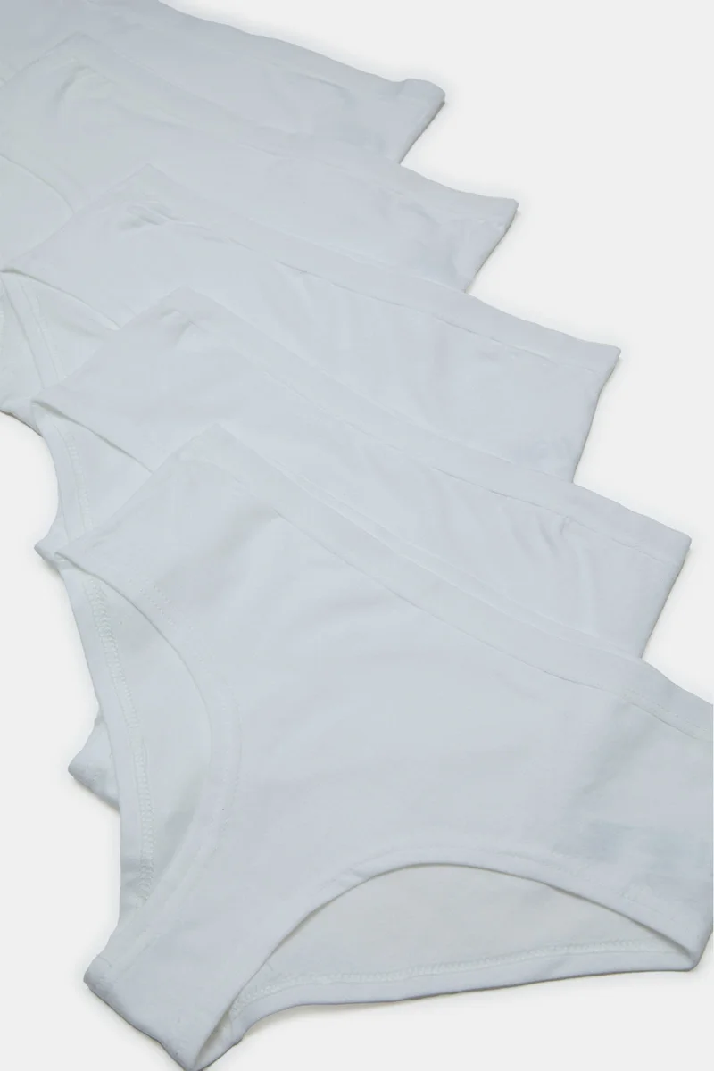 Redtag Senior Girls White Bikini Brief (Pack of 5)