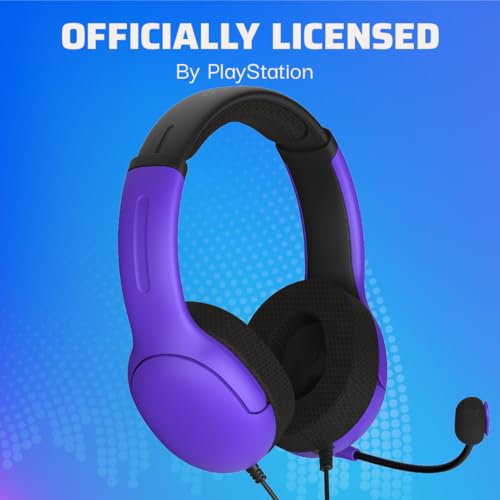 PDP AIRLITE Wired Stereo Gaming Headset, Officially Licensed Sony PlayStation 5, PS5/PS4/PS3/PC, Lightweight Durable Headphones, 3.5mm Audio Jack, Noise-canceling Flip-to-Mute Mic, Ultraviolet Purple - Image 2
