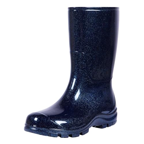 Asgard Women's Mid Calf Rain Boots Short Rubber Boots Waterproof Garden Shoes Starry Blue 40 (9) - Image 1