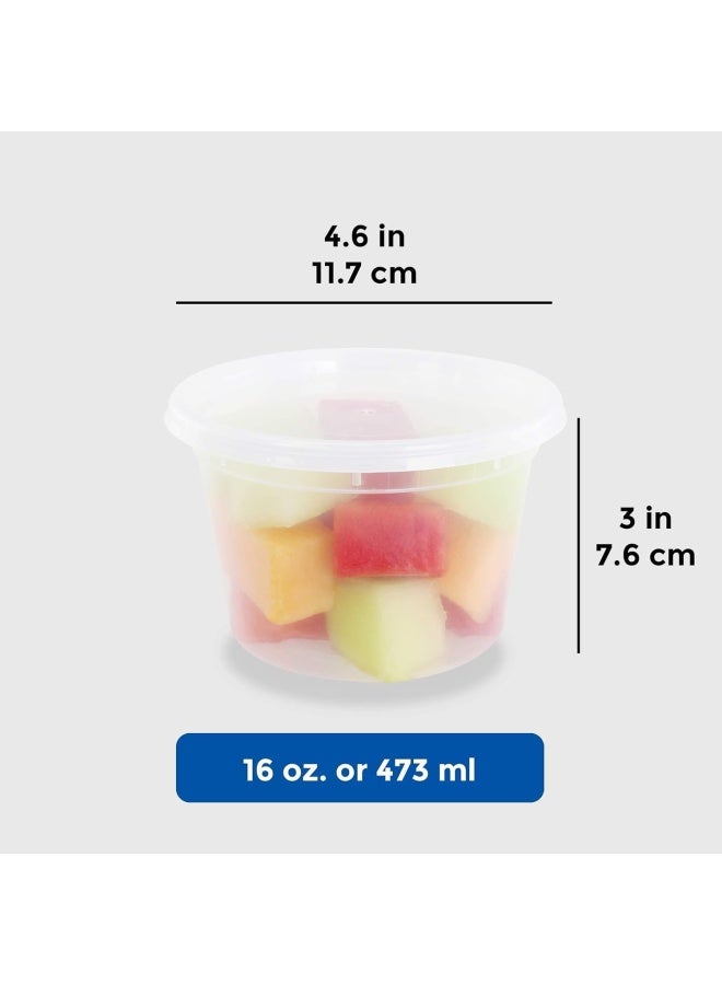 Premify 24 Pieces Deli Food Containers With Lids - 16Oz Disposable Meal Prep Leak Proof Plastic Storage Cups, Reusable Pots For Takeaway Food, Bpa-Free, Dishwasher, Microwave Safe  - Image 2