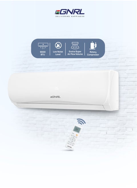 Split AC White 9000 BTU T1 Rotary R410a, EG9C, 2024 New Series Model, 0.75 Ton with 3M Pipe Kit, Golden Fin, Rotary, 1 Year Manufacturer Warranty, 1 Year Compressor Warranty