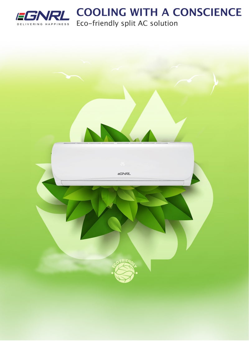EGNRL Split AC White 9000 BTU T1 Rotary R410a, EG9C, 2024 New Series Model, 0.75 Ton with 3M Pipe Kit, Golden Fin, Rotary, 1 Year Manufacturer Warranty, 1 Year Compressor Warranty  - Image 5