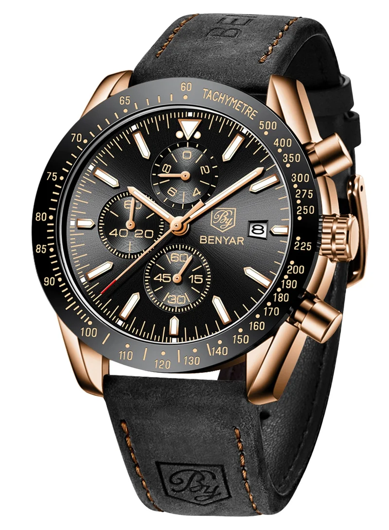 BENYAR BY BENYAR Mens Watches Analog Quartz Chronograph Waterproof Wrist Watches for Men Business Work Casual Designer Dress Watch with Calendar Elegant Gifts for Men