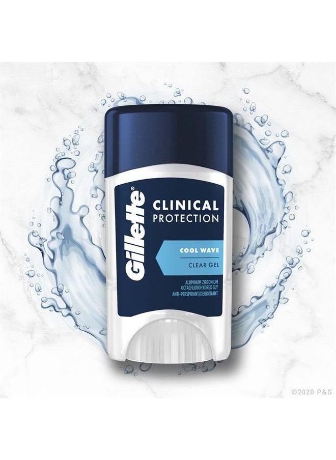 Gillette - Clinical Strength Clear Gel Men's Antiperspirant and Deodorant, 72-Hour Sweat Protection, Cool Wave, #1 Clinical Brand For Men, 1.6 oz (Pack of 3) - Image 1