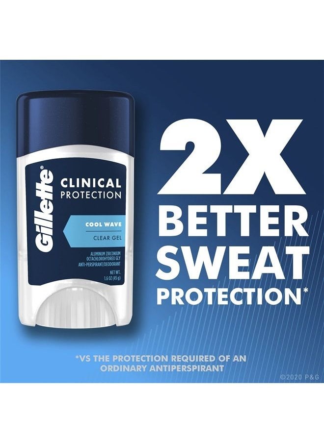 Gillette - Clinical Strength Clear Gel Men's Antiperspirant and Deodorant, 72-Hour Sweat Protection, Cool Wave, #1 Clinical Brand For Men, 1.6 oz (Pack of 3) - Image 1
