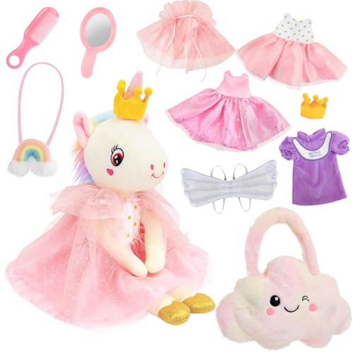 FPVERA Unicorn Toys for Girls Age 46 Ballerina Doll Toys for Girls 35 Ballet Dress up Stuffed Animals Dolls with 3 Sets of Clothes Plush Bag Unicorn Birthday Gifts for Kids Age 3 4 5 6 7 8 9 10 - Image 1