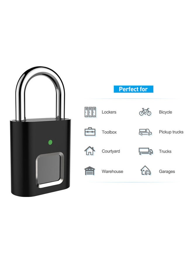 Smart Fingerprint Padlock Portable Intelligent Lock For Luggage and Travel Black - Image 4