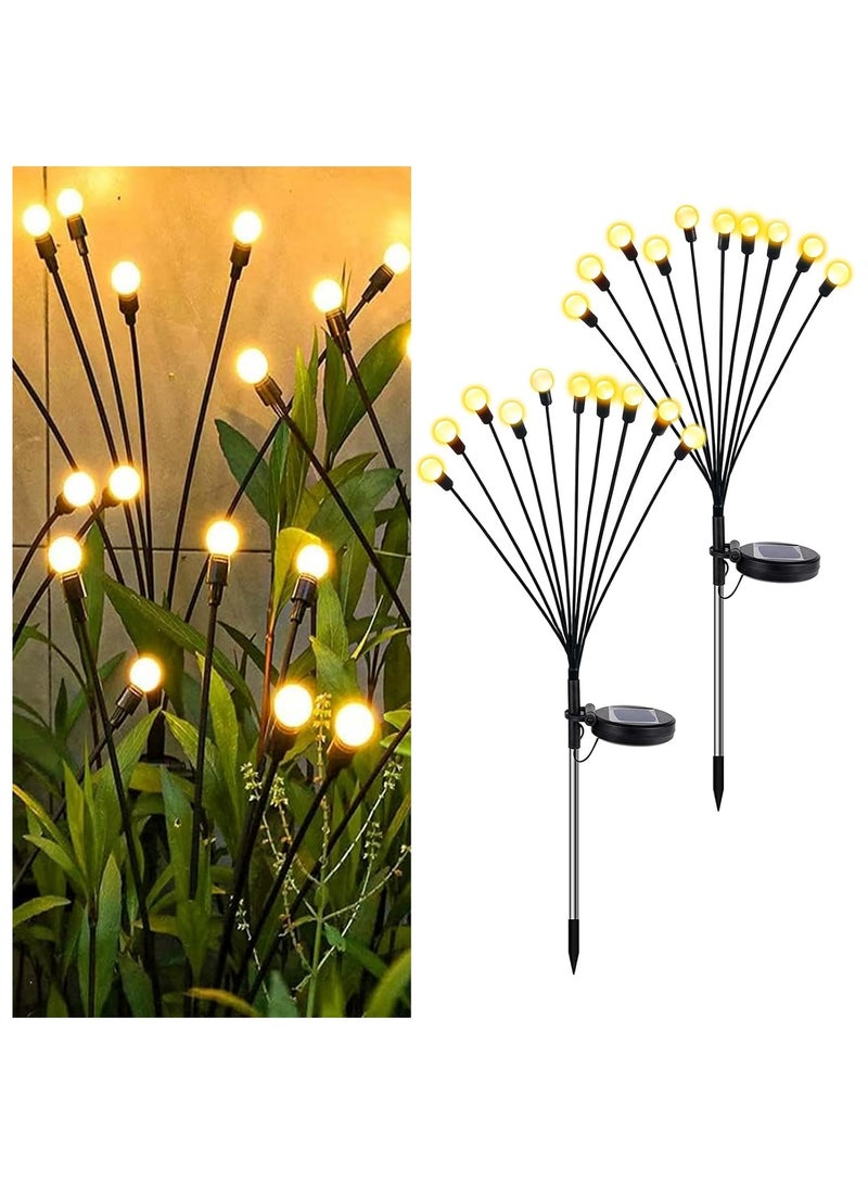 BLOOMING TIME Waterproof Outdoor Solar Lights, Auto On/Off, Decorative Solar Stake Lights for Yard Patio Pathway Landscape(2‑Pack) - Image 1