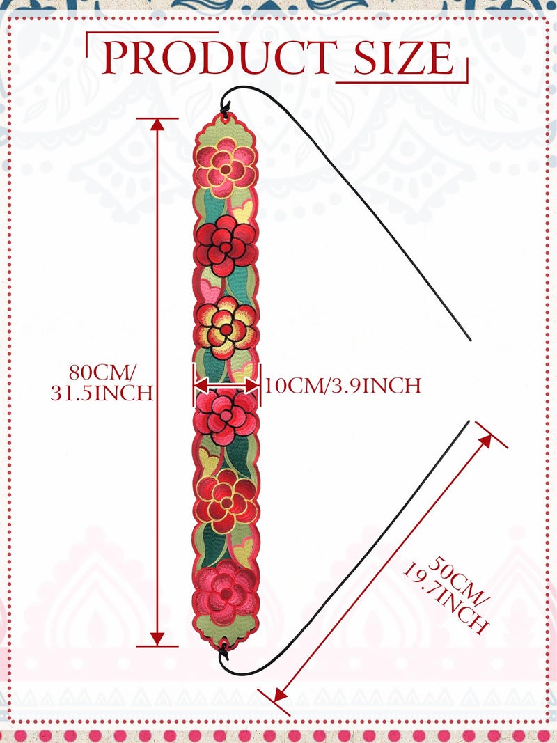 Jeere Women Embroidered Mexican Belt for Dress Floral Traditional Fiesta Waist Sash Cinco De Mayo Luau Party Outfit(Classic) - Image 2