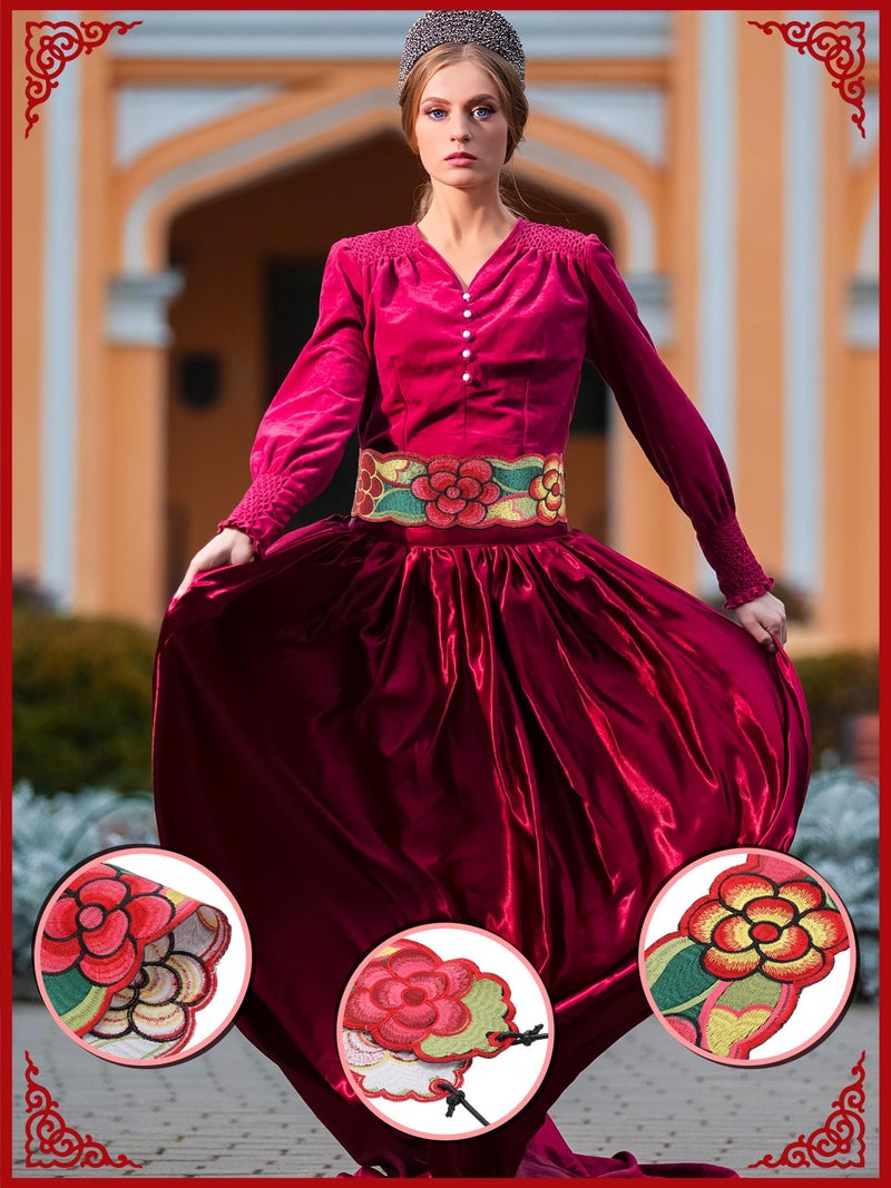 Jeere Women Embroidered Mexican Belt for Dress Floral Traditional Fiesta Waist Sash Cinco De Mayo Luau Party Outfit(Classic) - Image 5