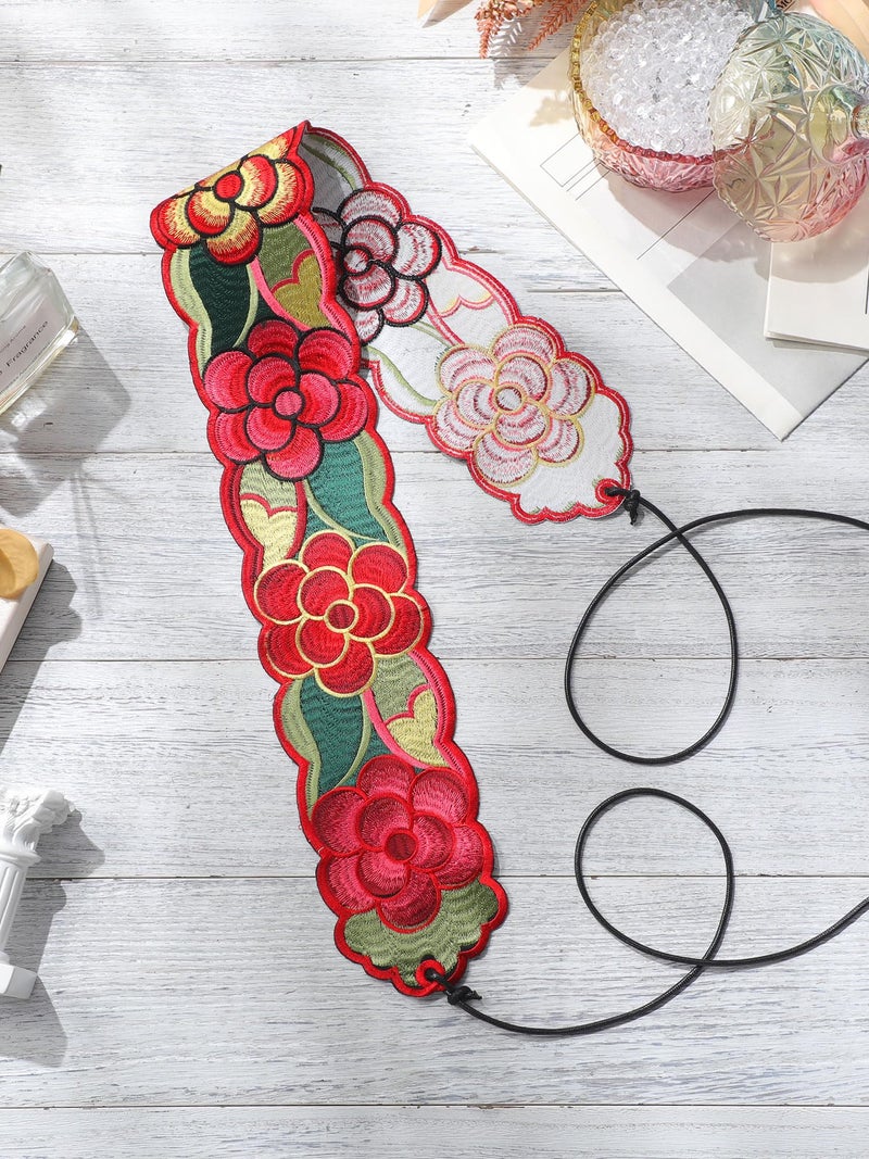 Jeere Women Embroidered Mexican Belt for Dress Floral Traditional Fiesta Waist Sash Cinco De Mayo Luau Party Outfit(Classic) - Image 4