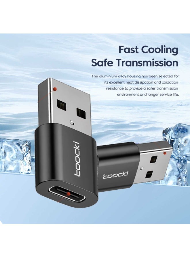 محول Toocki OTG من USB-C  إلى USB-A  – نقل بيانات عالي السرعة USB 3.0 وشحن موثوق – مصنوع من الألمنيوم، صغير الحجم ومحمول (أسود)  - Image 2