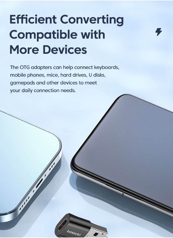 محول Toocki OTG من USB-C  إلى USB-A  – نقل بيانات عالي السرعة USB 3.0 وشحن موثوق – مصنوع من الألمنيوم، صغير الحجم ومحمول (أسود)  - Image 4