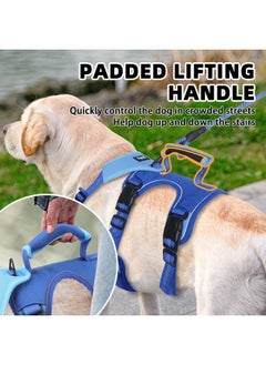 PUPTECK PUPTECK Escape Proof Dog Harness and Leash Set Upgraded No Pull Reflective Dog Vest with Lift Handle, Easy Control Pet Harness for Medium Large Dogs Training Walking Running, Blue, L  - Image 4