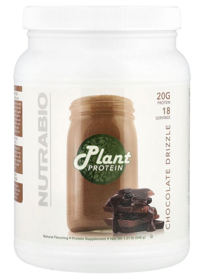 NutraBio Plant Protein Chocolate Drizzle 1.21 lbs (548 g) - Image 1