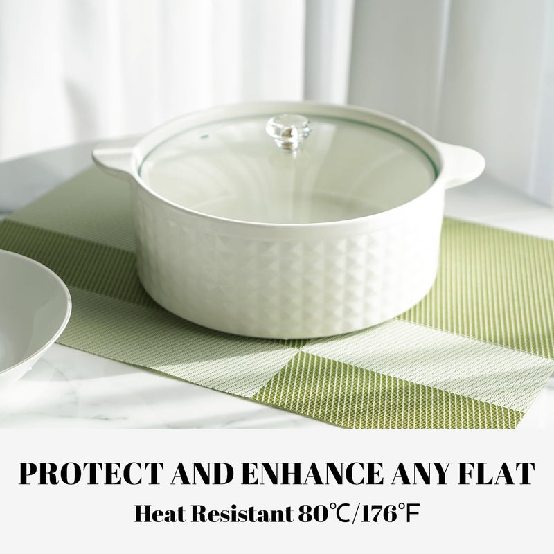 SUMYMERY Placemats Set of 4 Vinyl/Plastic Woven Place Mats for Kitchen Table Indoor/Outdoor Washable Placemat Wipeable Dining Table Mats (Green Cube,4) - Image 4