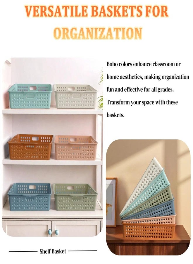RAUVOLFIA 6 Pack Plastic Turn in Paper Trays for Classroom, Colorful Storage Bin Basket Organizers for School Supplies, Classroom Organization and Storage Tray Holds 4A Paper (Boho) - Image 5