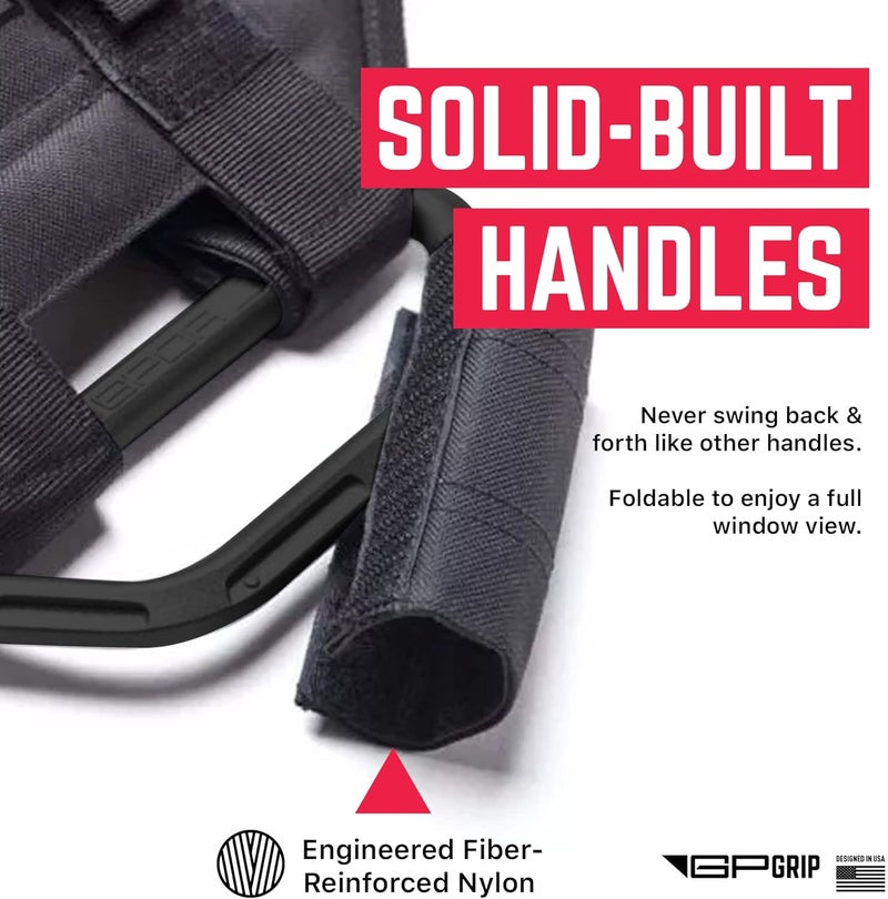 GPCA Metal Grab Handles for Jeep Wrangler 4xe, JL, JT, JK, Sport, Sahara, Rubicon and Gladiator 4DR/2DR 2007-2023 GP Grip PRO, Foldable Patented, 2+2 Packs, Jet Black - Image 5