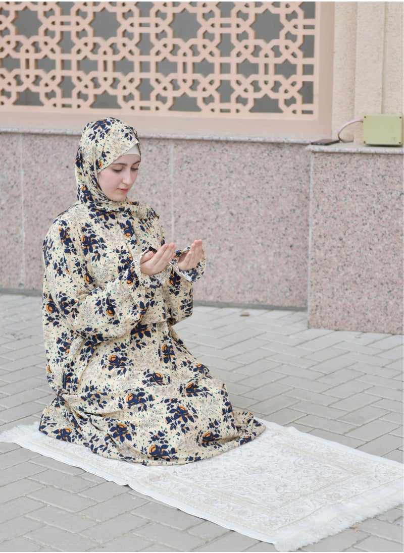  داماس كولكشن - اسدال الصلاة  بالوشاح المتصل قطعة واحدة  من الكريب - عباية الصلاة بالوشاح -ملابس الصلاة قطعة واحدة -عباية اسلامية بالوشاح-طقم صلاة بالوشاح المتصل قطعة واحدة من الكريب . - Image 1