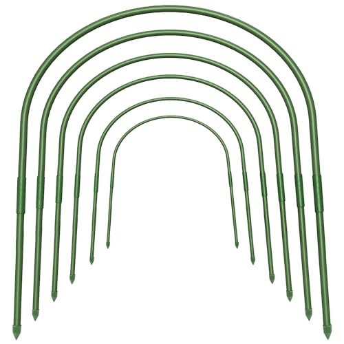 FOTMISHU فوتميشو 6 قطع أقواس دفيئة، 23.6" × 25.6" أقواس حديقة مقاومة للصدأ نفق نمو بطول 4.9 قدم من الفولاذ مع أقواس دعم مغطاة بالبلاستيك لإطار قماش الحديقة، دعامات دعم النباتات في الحديقة - Image 1