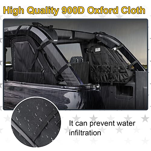 MSIZOY Black Rear Trunk Roll Bar Organizer Storage Bag Compatible With For 2021 2022 2023 2024 2025 Ford Bronco 2/4 Door Space Expansion Interior Accessories Roll Cage Cargo Organizers Saddlebag - Image 2