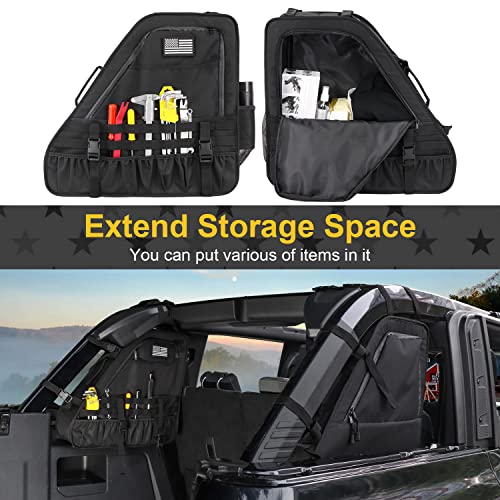 MSIZOY Black Rear Trunk Roll Bar Organizer Storage Bag Compatible With For 2021 2022 2023 2024 2025 Ford Bronco 2/4 Door Space Expansion Interior Accessories Roll Cage Cargo Organizers Saddlebag - Image 4