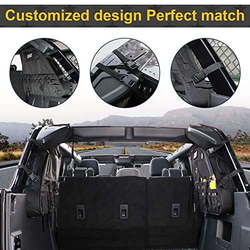 MSIZOY Black Rear Trunk Roll Bar Organizer Storage Bag Compatible With For 2021 2022 2023 2024 2025 Ford Bronco 2/4 Door Space Expansion Interior Accessories Roll Cage Cargo Organizers Saddlebag - Image 3