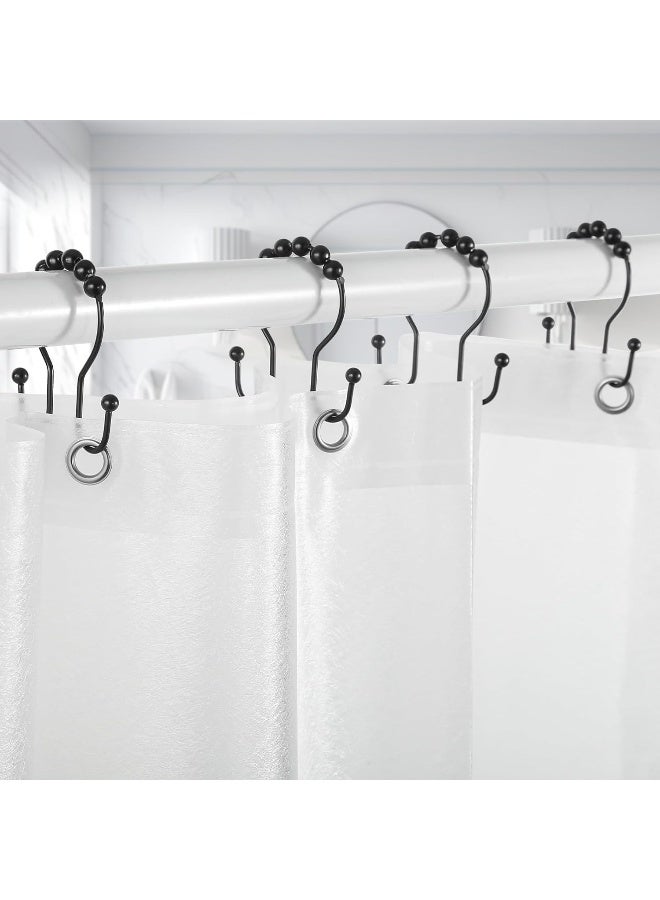 Goowin  Shower Curtain Hooks, 13 Pieces Shower Curtain Rings, Stainless Steel Black Shower Curtain Hooks, Shower Curtain Rings Rust Proof, Smooth Sliding Anti-Drop Double Shower Rings For Curtain  - Image 4