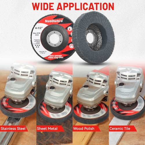 NuoDunco 10Pcs 320 & 600 Grit Scour Flap Disc 4 1/2 Inch Angle Grinder Attachment for Metal & Wood Scouring Pad Polishing Sanding Disc Paint Rust Remover Wheel - Image 4
