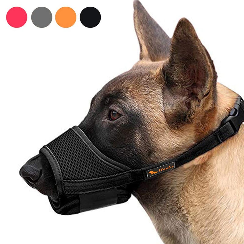 HEELE Dog Muzzle,Soft Nylon Muzzle Anti Biting Barking Chewing,Air Mesh Breathable Drinkable Adjustable Loop Pets Muzzle for Small Medium Large Dogs 4 Colors 4 Sizes (Black, M) - Image 1