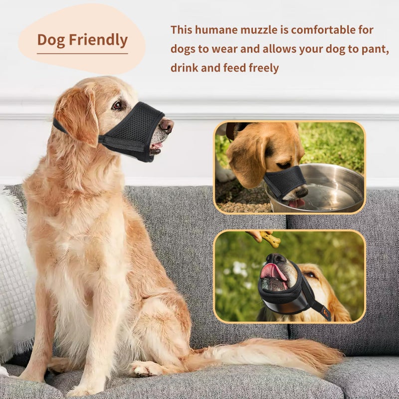 HEELE Dog Muzzle,Soft Nylon Muzzle Anti Biting Barking Chewing,Air Mesh Breathable Drinkable Adjustable Loop Pets Muzzle for Small Medium Large Dogs 4 Colors 4 Sizes (Black, M) - Image 5