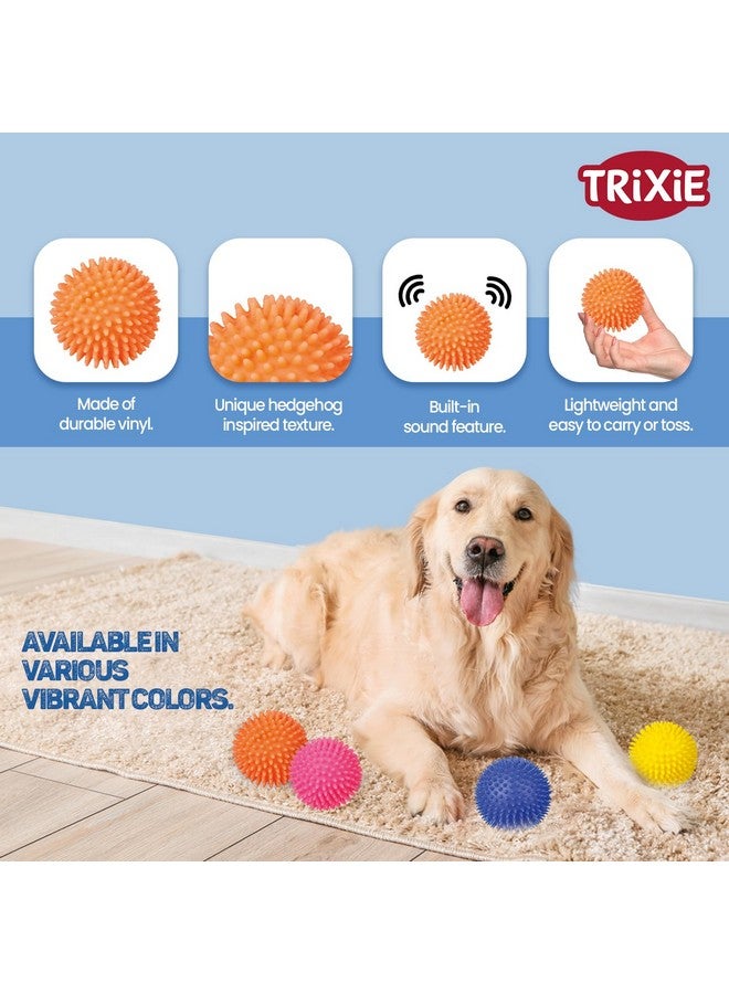 تريكسي لعبة كرة مضغ على شكل قنفذ للكلاب | لعبة مضغ متينة غير سامة مصنوعة من الفينيل | تساعد المسامير الناعمة في تنظيف وتدليك اللثة، وتتحكم في تراكم المزيد من البلاك والجير - 7 سم (عبوة من 4 قطع) - Image 3