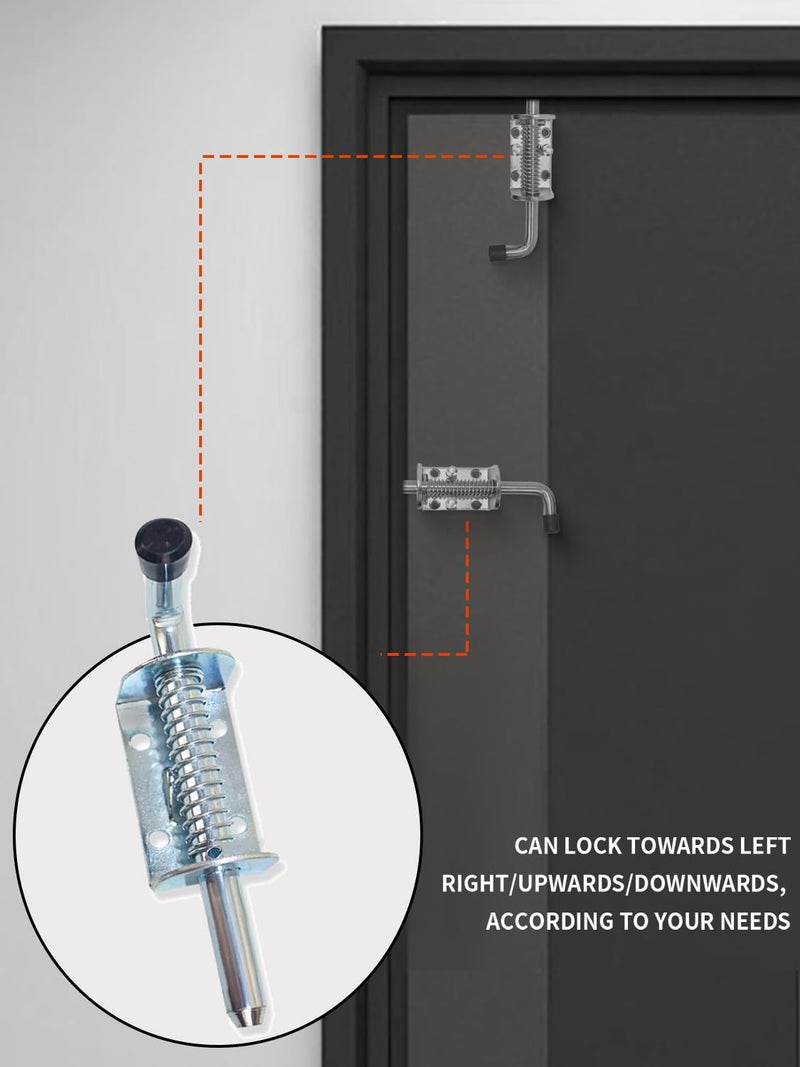 Quality Life Spring Loaded Gate Latch Pin Barrel Bolt 5in Durable Zinc Plated Solid Steel Heavy Duty - 2pcs - Image 4