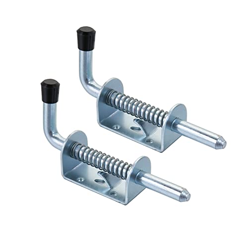 Quality Life Spring Loaded Gate Latch Pin Barrel Bolt 5in Durable Zinc Plated Solid Steel Heavy Duty - 2pcs - Image 1