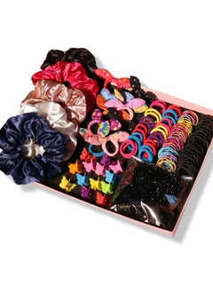 YANRONG Hair Accessories Set  Includes 1180 PCS Nylon Hair Ties Disposable Rubber Bands Hair Bands and Hair Clips in Deep Colors for Women and Girls