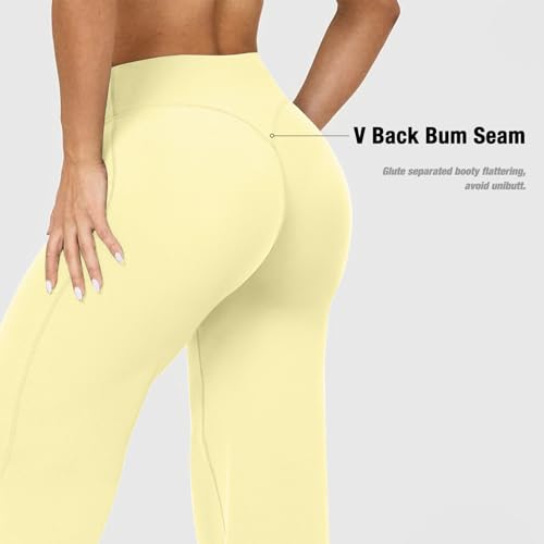 JGS1996 Wide Leg Yoga Pants Bottoms Straight Leg Leggings for Women High Waist Stretch Booty Casual Gym Workout Sweatpants Yellow - Image 4