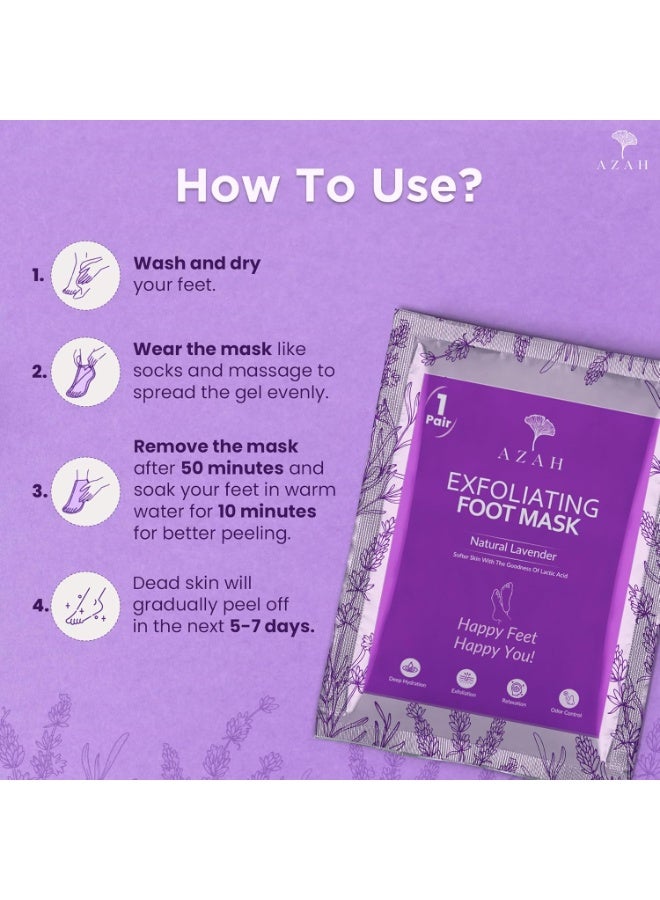 AZAH foot mask peeling pair of 1 peel off cracked feet exfoliating foot care home foot sheet lavender mask sheet - Image 3