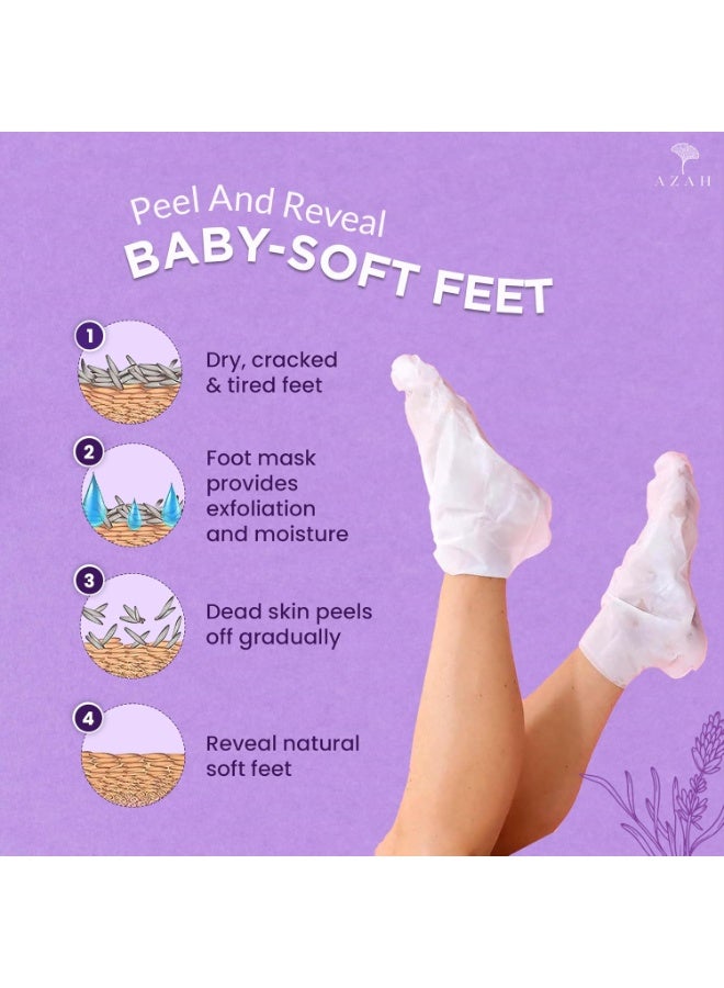 AZAH foot mask peeling pair of 1 peel off cracked feet exfoliating foot care home foot sheet lavender mask sheet - Image 4