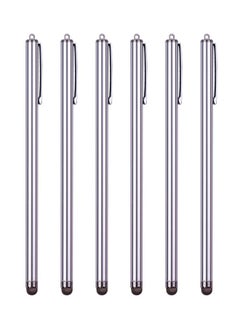 NIBEMINENT 6-Piece Universal Stylus Pens For Touchscreens Cellphone Tablet Silver  - Image 1