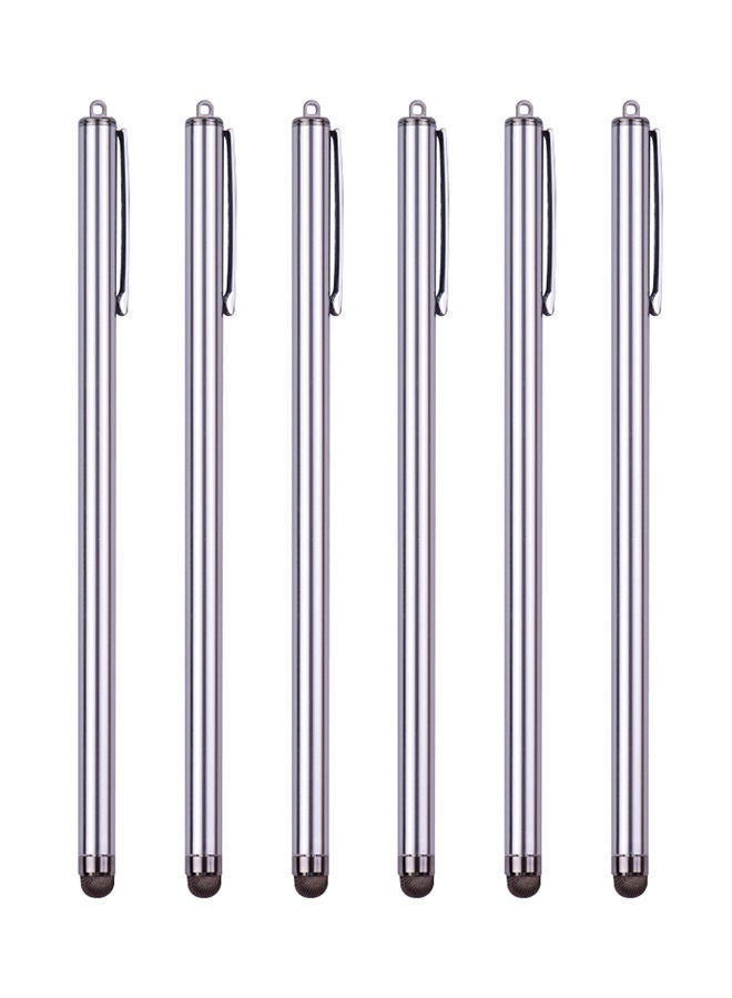 NIBEMINENT 6-Piece Universal Stylus Pens For Touchscreens Cellphone Tablet Silver  - Image 1