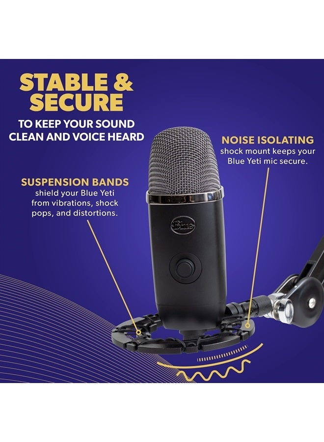 Auphonix Pro Microphone Shock Mount - Mic Holder Compatible w/Blue Yeti, Snowball & Pro Microphones - Image 2
