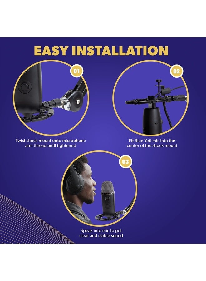 Auphonix Pro Microphone Shock Mount - Mic Holder Compatible w/Blue Yeti, Snowball & Pro Microphones - Image 5