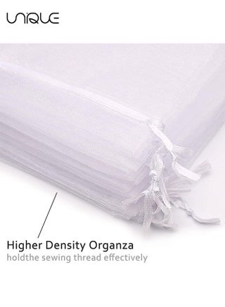 100Pcs Package 8 x 10CM Sheer Drawstring Organza Jewelry Pouches Wedding Party Favor Gift Bags, Little Mesh Gift Pouches Mini Candy Bags for Small Presents Jewelry Earrings - view 3