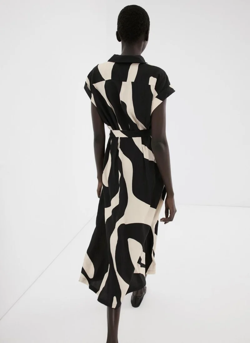 مانجو Long printed shirt dress