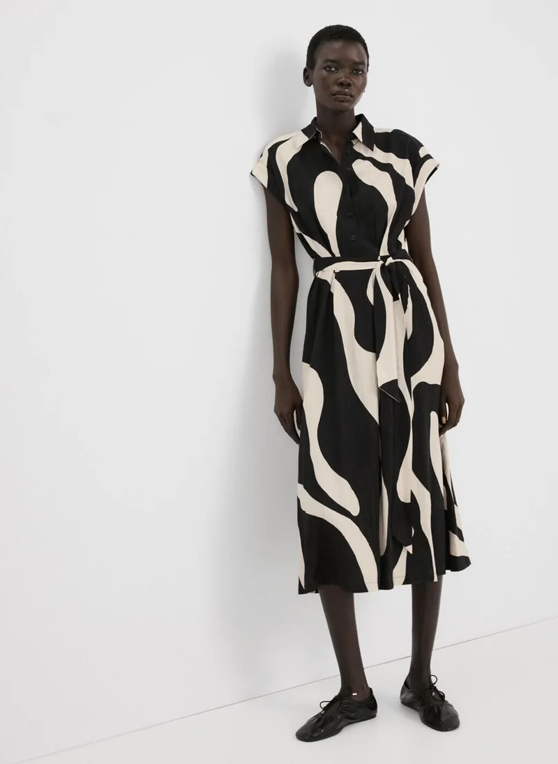 مانجو Long printed shirt dress