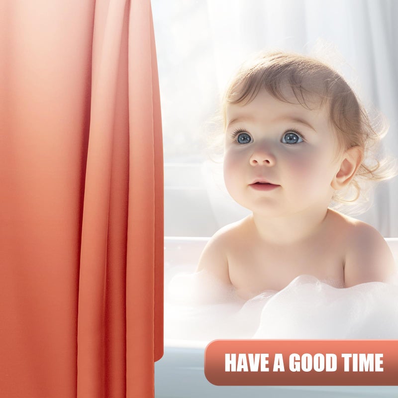 OLANLY Luxury Coral and White Ombre Shower Curtain Sets with 12 Hooks  Waterproof and Washable Decorative Shower Curtains for Bathroom  72x72 Inches - Image 3