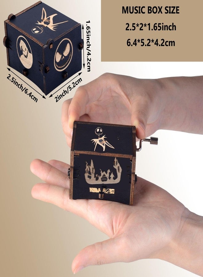 Keast Funny Wooden Hand Crank Music Box, Engraving Nightmare Musical Box Melody Plays This is Halloween Home Decor for Halloween Valentine's Day Christmas - Image 5