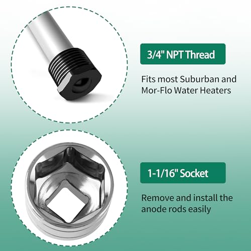 A.I.FORCE RV Water Heater Element Socket Wrench, 1-1/16 Inch Socket for 3/4" NPT Thread Magnesium Rods on RV, Camper Travel or Trailers, 6-Point with 1/2 Inch Socket Drive - Image 3