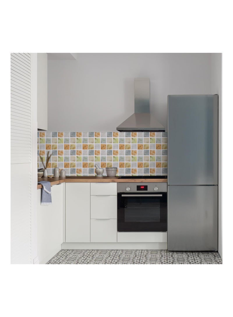 SOLARAE 20 Pcs Peel and Stick Tiles Backsplash 3.94In Waterproof Small Size Mosaic Tile Stickers Faux Stone Wall Panel Self Adhesive Wallpaper Decorative for Kitchen Bathroom Bedroom - Image 3